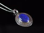 Handmade Genuine Natural Lapis Lazuli Silver Necklace,Lapis Lazuli Jewelry,Lapis Lazuli Gemstone Necklace,Oval Cut Pendant,Handcrafted