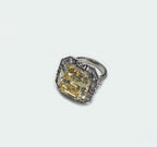 Handmade 925 Sterling Silver Cushion-Cut Citrine & Zircon Ring, Handcrafted Citrine Jewelry,Gift for her