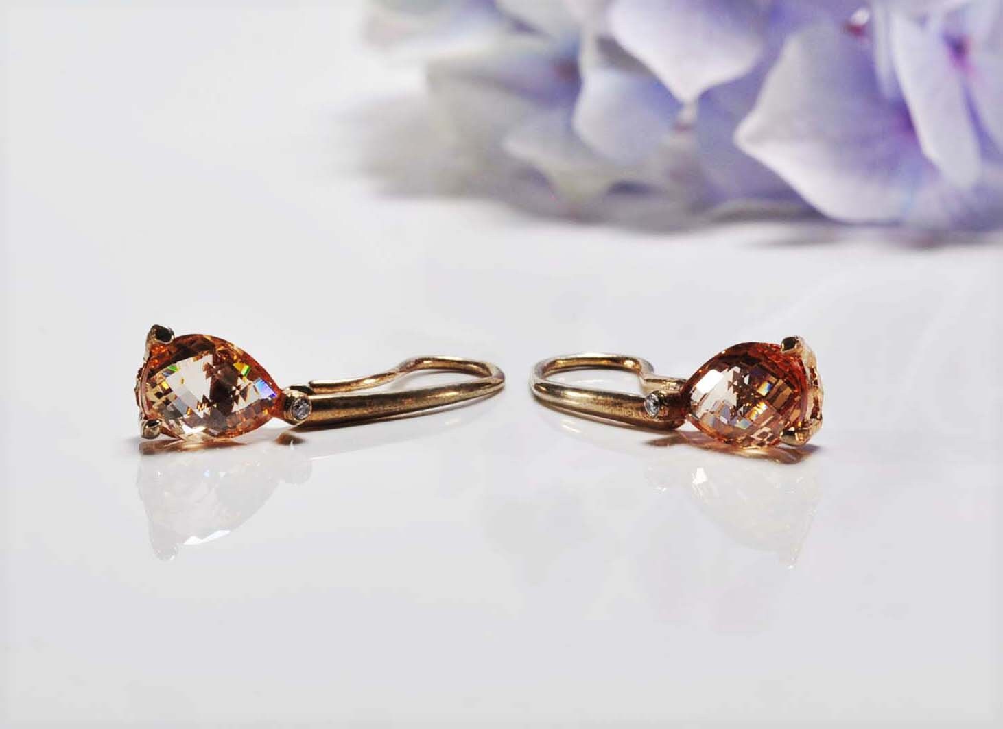 Handmade Genuine Citrine Silver Earring, Citrine Earring Jewelry,Rose Silver Band Citrine Earring,Handcrafted Stud Earring,Gift for Her