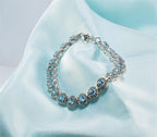 Handmade Aquamarine and Zircon 925 Sterling Silver Bracelet