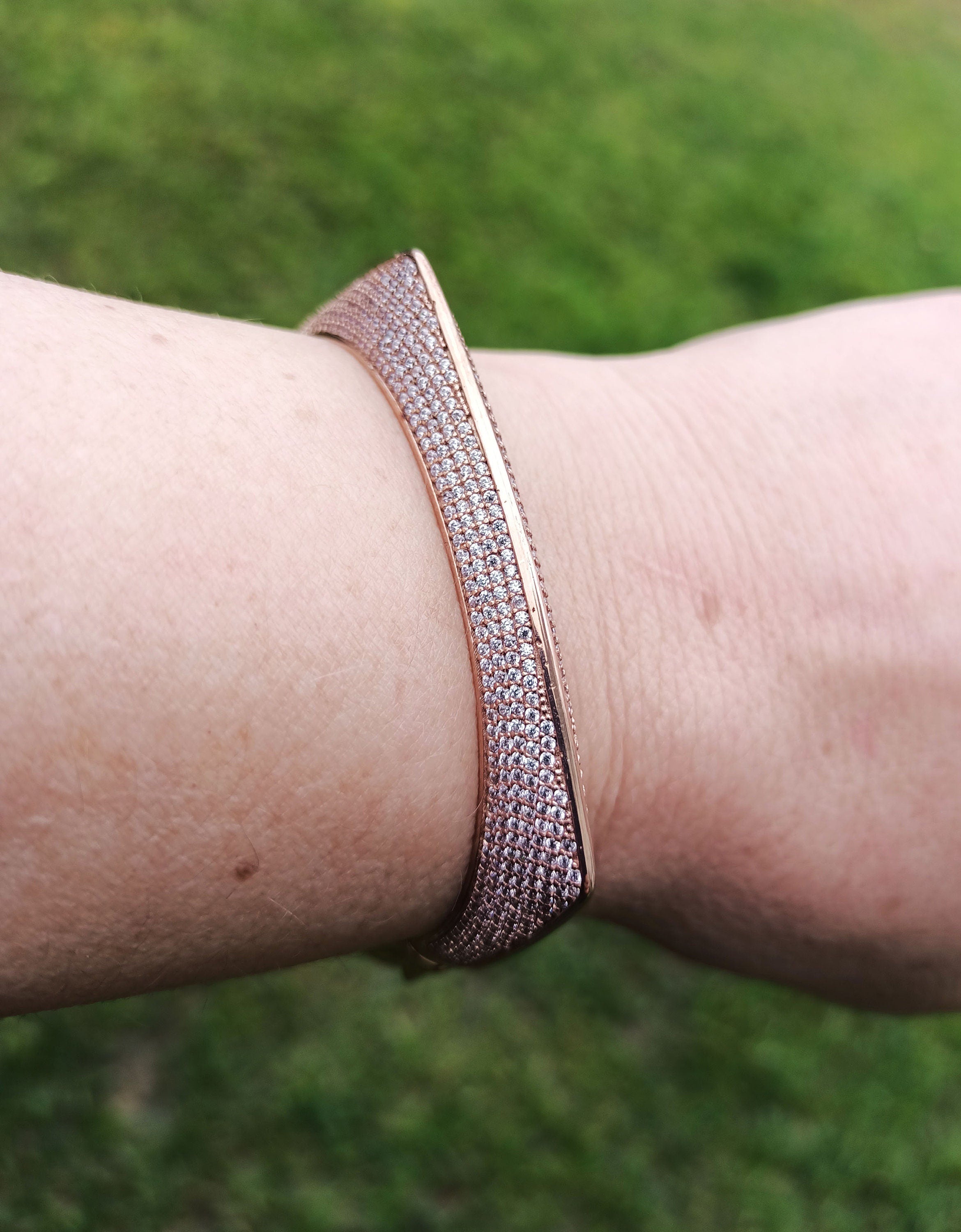 Handmade Genuine Zircon Gemstone Rose Silver Bracelet, Zircon Bracelet Jewelry,Handcrafted, Gift For Her, Wedding Gift