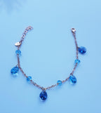 Handmade Genuine Aquamarine Rose Silver Bracelet, Handcrafted Aquamarine Bracelet Jewelry,Anniversary Gift for her
