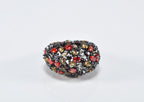 Handmade Black Silver Ring, Multi-Color Zircon Gemstone, December Birthstone Jewelry