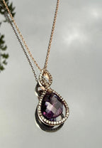 Handmade Amethyst & Zircon Silver Necklace: Rose Silver Jewelry Gift