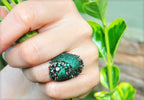 Handmade Emerald and Zircon Silver Ring, Handcrafted Emerald and Zircon Jewelry, 925 Sterling Silver Emerald and Zircon Ring,Gift for Her