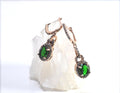 Handmade Emerald Zircon Rose Silver Drop Earrings