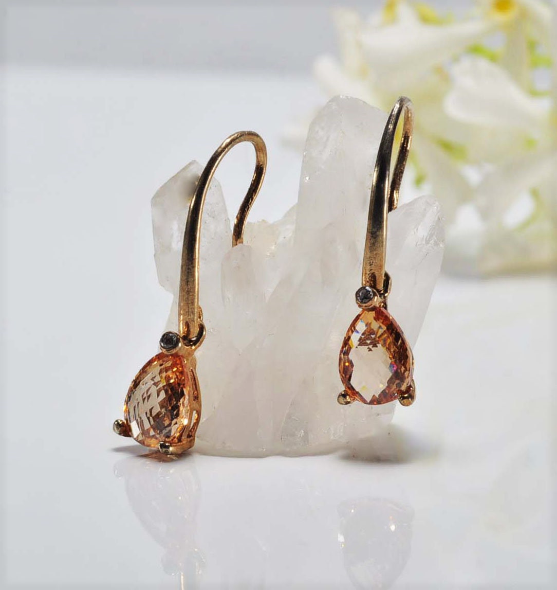 Handmade Genuine Citrine Silver Earring, Citrine Earring Jewelry,Rose Silver Band Citrine Earring,Handcrafted Stud Earring,Gift for Her