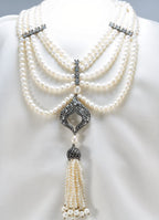 Handmade Pearl and Zircon Silver Necklace,925 Sterling Silver Genuine Authentic Necklace, Pearl and Zircon Gemstone Jewelry Gift for Her