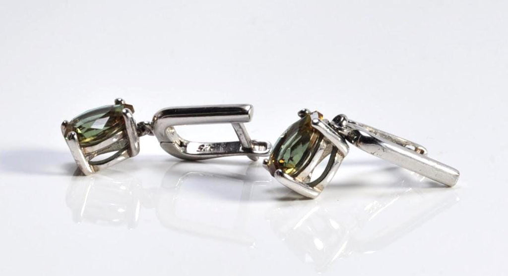 Handmade Sultanite Drop Earrings in Sterling Silver, Color‑Changing Gemstone Jewelry