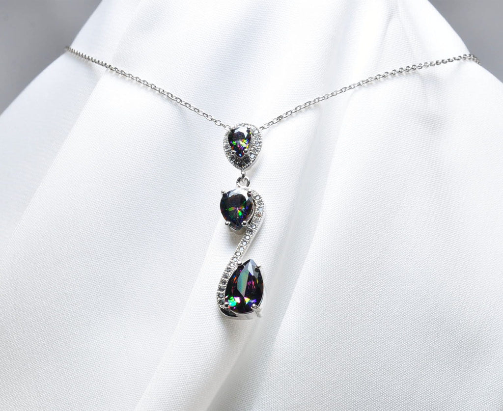 Handmade Mystic Topaz Silver Necklace,925 Sterling Silver Genuine Authentic Necklace, Mystic Topaz Gemstone Jewelry Gift for Her