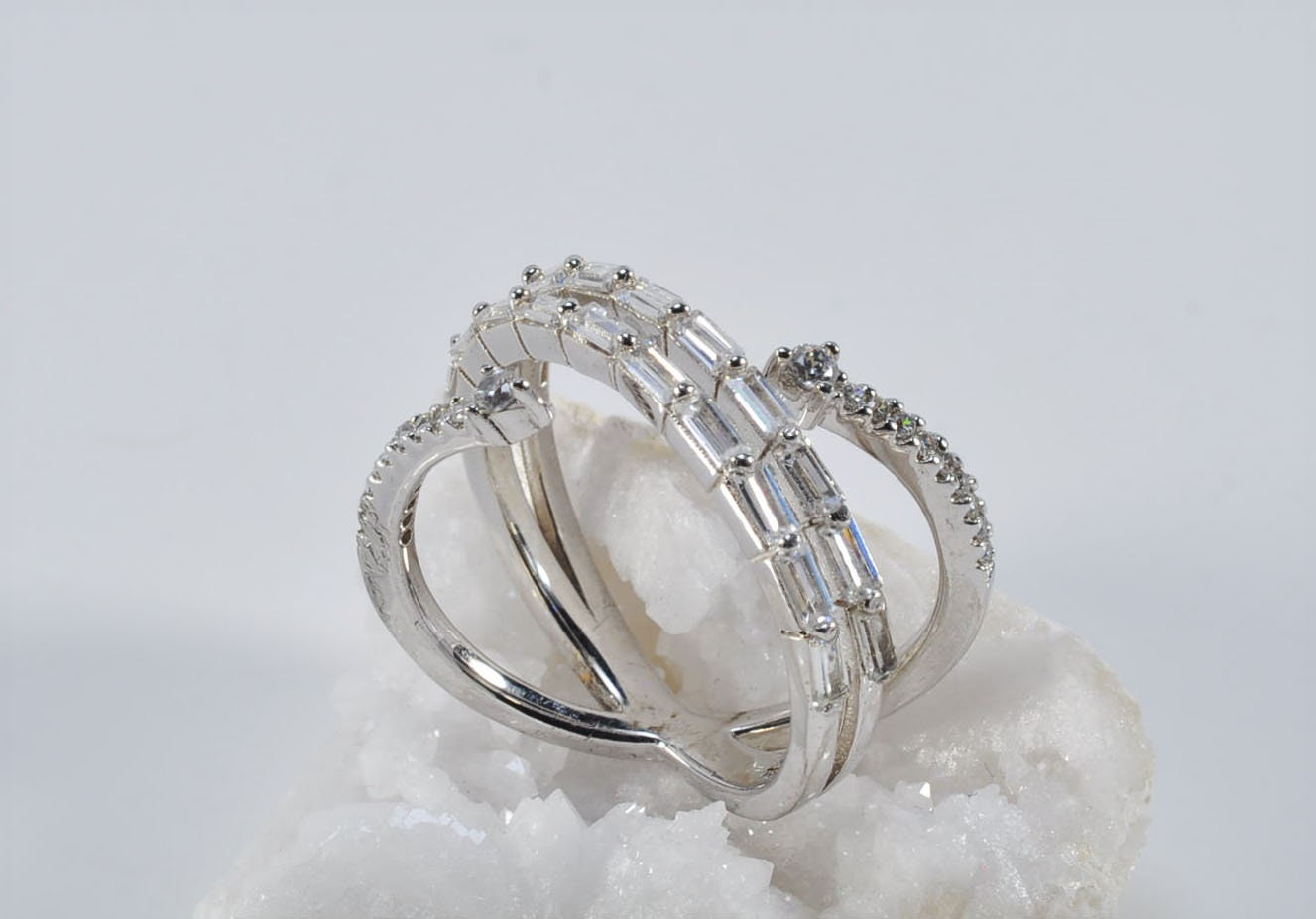 Handmade Baquette Zircon Silver Ring, Handcrafted Baquette Zircon Ring Jewelry,Wedding Ring Gift, Anniversary Gift,Gift for Her
