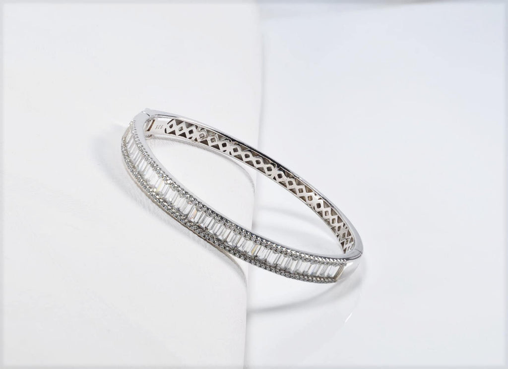 Handmade Genuine Baguette Zircon Gemstone Silver Bracelet, Zircon Bracelet Jewelry,Handcrafted, Gift For Her, Wedding Gift