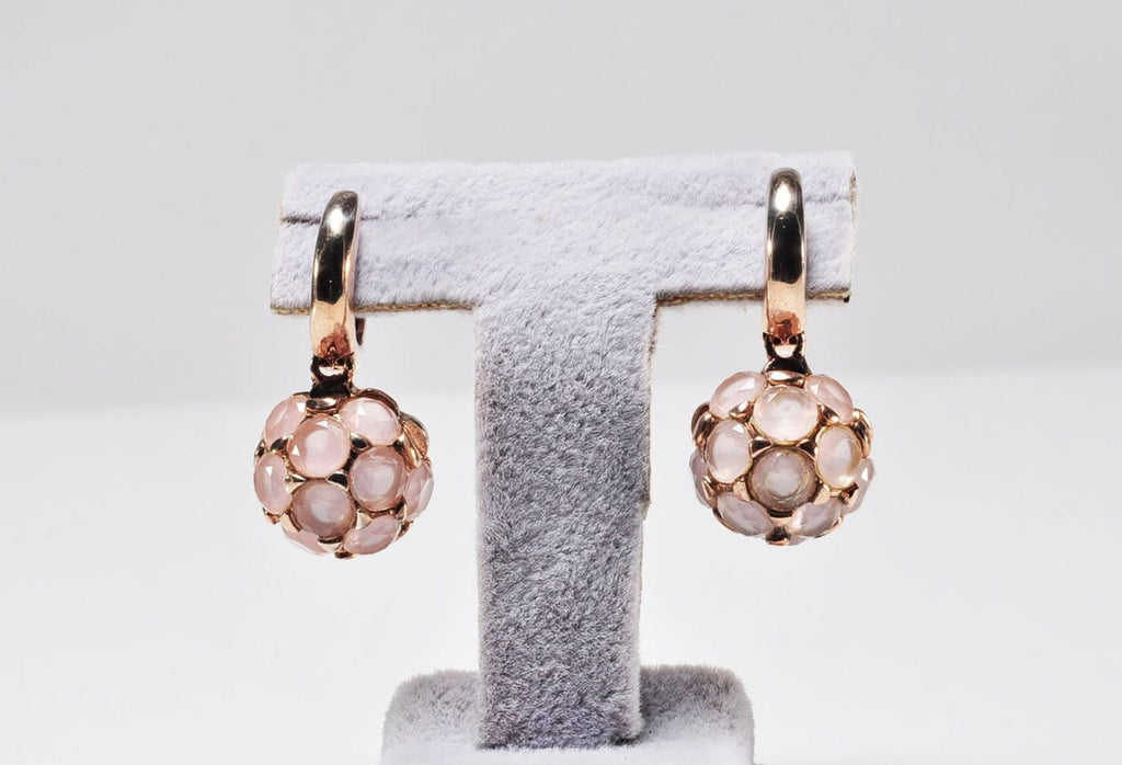 Handmade Pink Quartz Silver Earrings, Rose Gemstone Jewelry