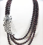 Handmade Garnet and Zircon Silver Necklace,925 Sterling Silver Genuine Authentic Necklace, Garnet and Zircon Gemstone Jewelry Gift for Her