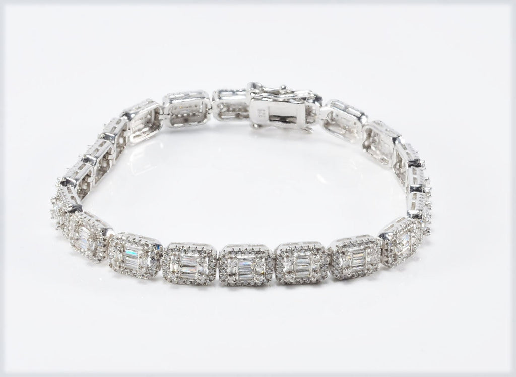 Handmade Genuine Baguette Zircon Gemstone Silver Bracelet, Zircon Bracelet Jewelry,Handcrafted, Gift For Her, Wedding Gift