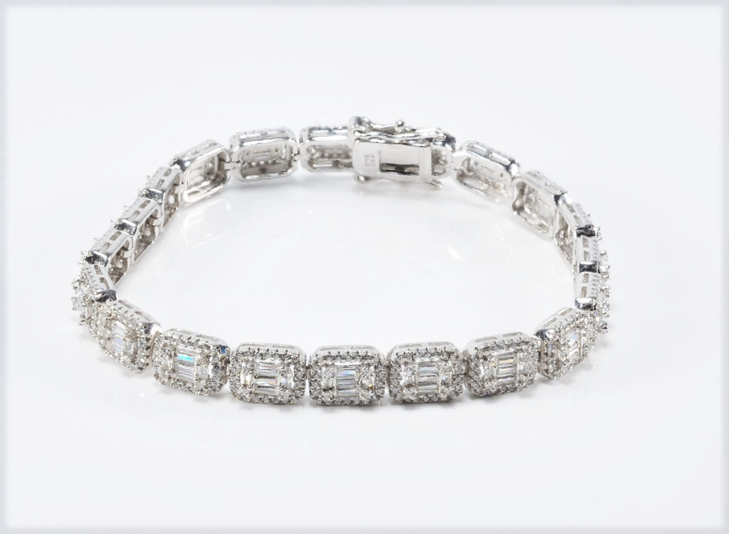 Handmade Genuine Baguette Zircon Gemstone Silver Bracelet, Zircon Bracelet Jewelry,Handcrafted, Gift For Her, Wedding Gift