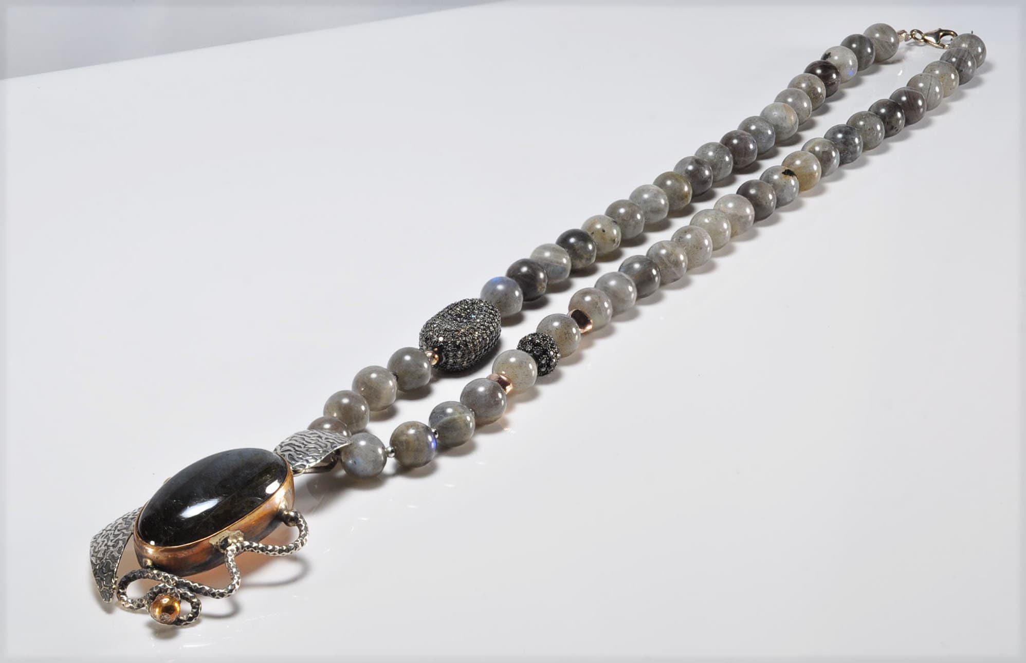 Handmade Sterling Silver Necklace, Labradorite Zircon Gemstone Jewelry