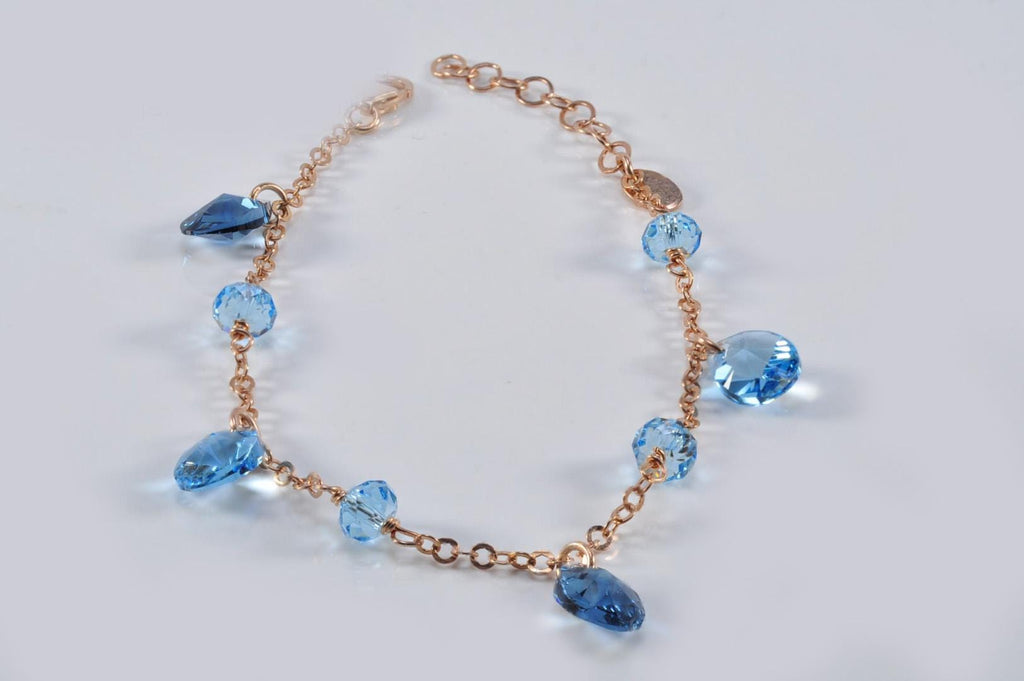 Handmade Genuine Aquamarine Rose Silver Bracelet, Handcrafted Aquamarine Bracelet Jewelry,Anniversary Gift for her