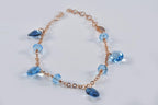 Handmade Genuine Aquamarine Rose Silver Bracelet, Handcrafted Aquamarine Bracelet Jewelry,Anniversary Gift for her