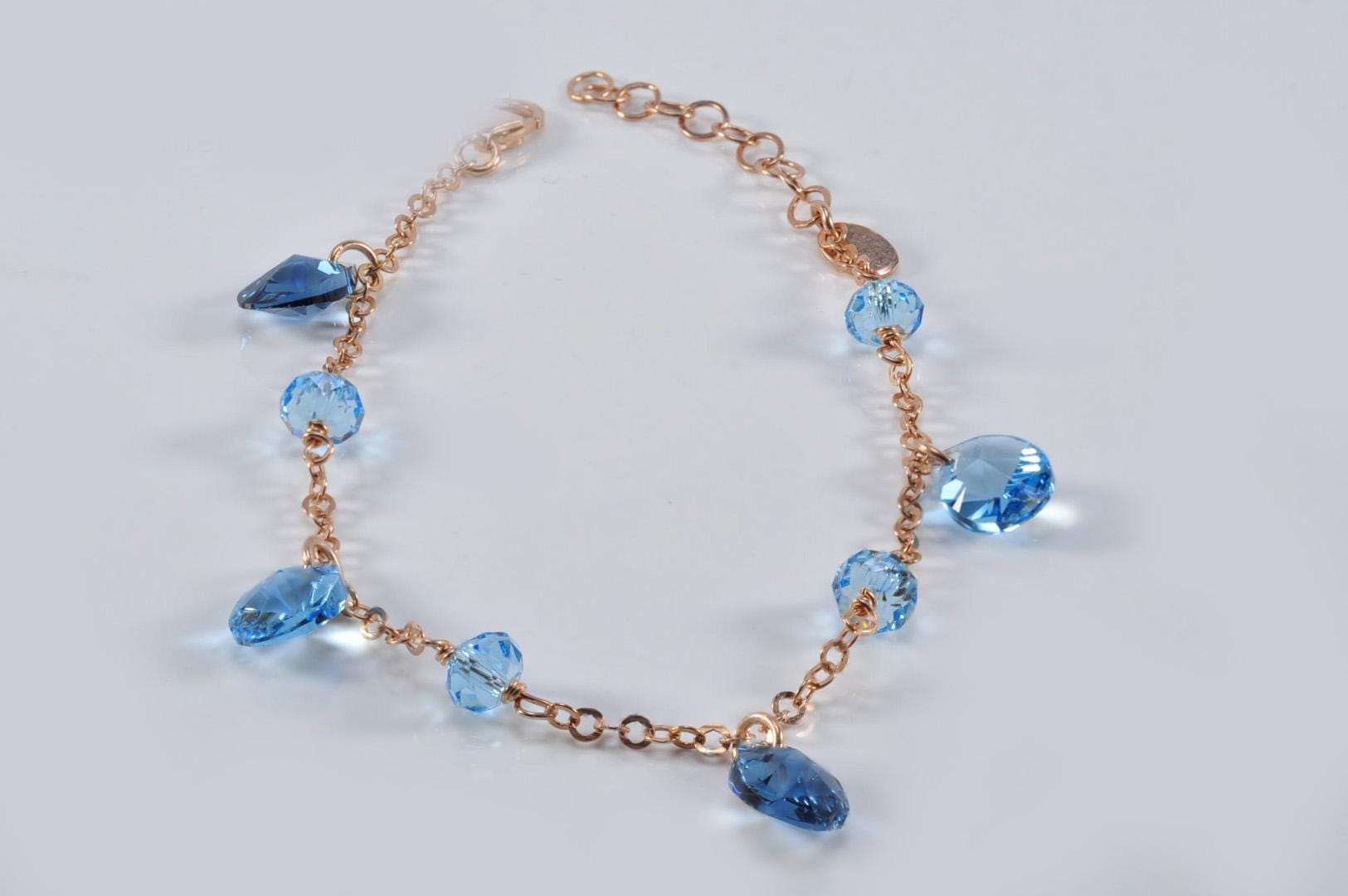 Handmade Genuine Aquamarine Rose Silver Bracelet, Handcrafted Aquamarine Bracelet Jewelry,Anniversary Gift for her