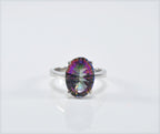 Handmade Mystic Topaz Silver Ring, Handcrafted Mystic Topaz Jewelry,Wedding Ring Gift, 925 Sterling Silver Mystic Topaz Ring,Gift for her
