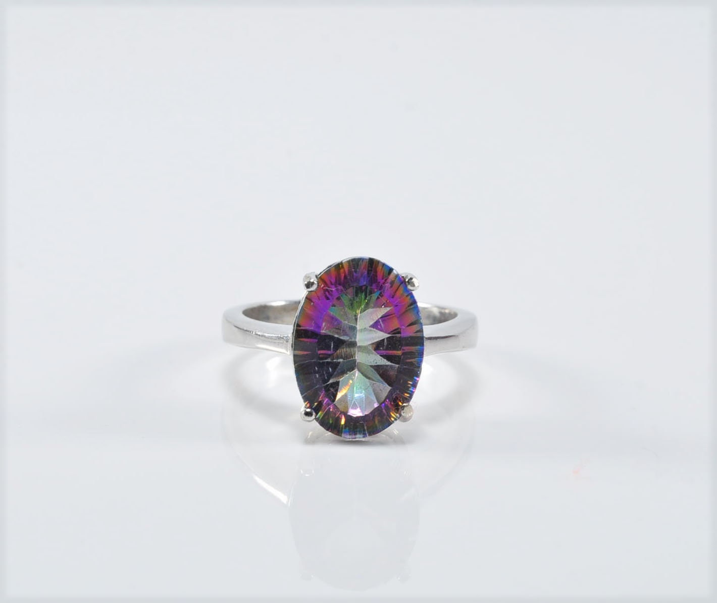 Handmade Mystic Topaz Silver Ring, Handcrafted Mystic Topaz Jewelry,Wedding Ring Gift, 925 Sterling Silver Mystic Topaz Ring,Gift for her