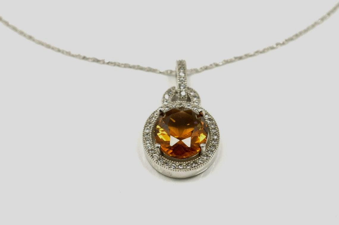 Handmade Citrine Silver Necklace: Gemstone Jewelry Gift
