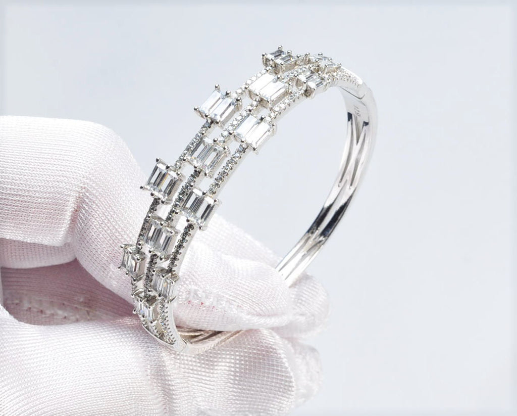 Handmade Genuine Baguette Zircon Gemstone Silver Bracelet, Zircon Bracelet Jewelry,Handcrafted, Gift For Her, Wedding Gift
