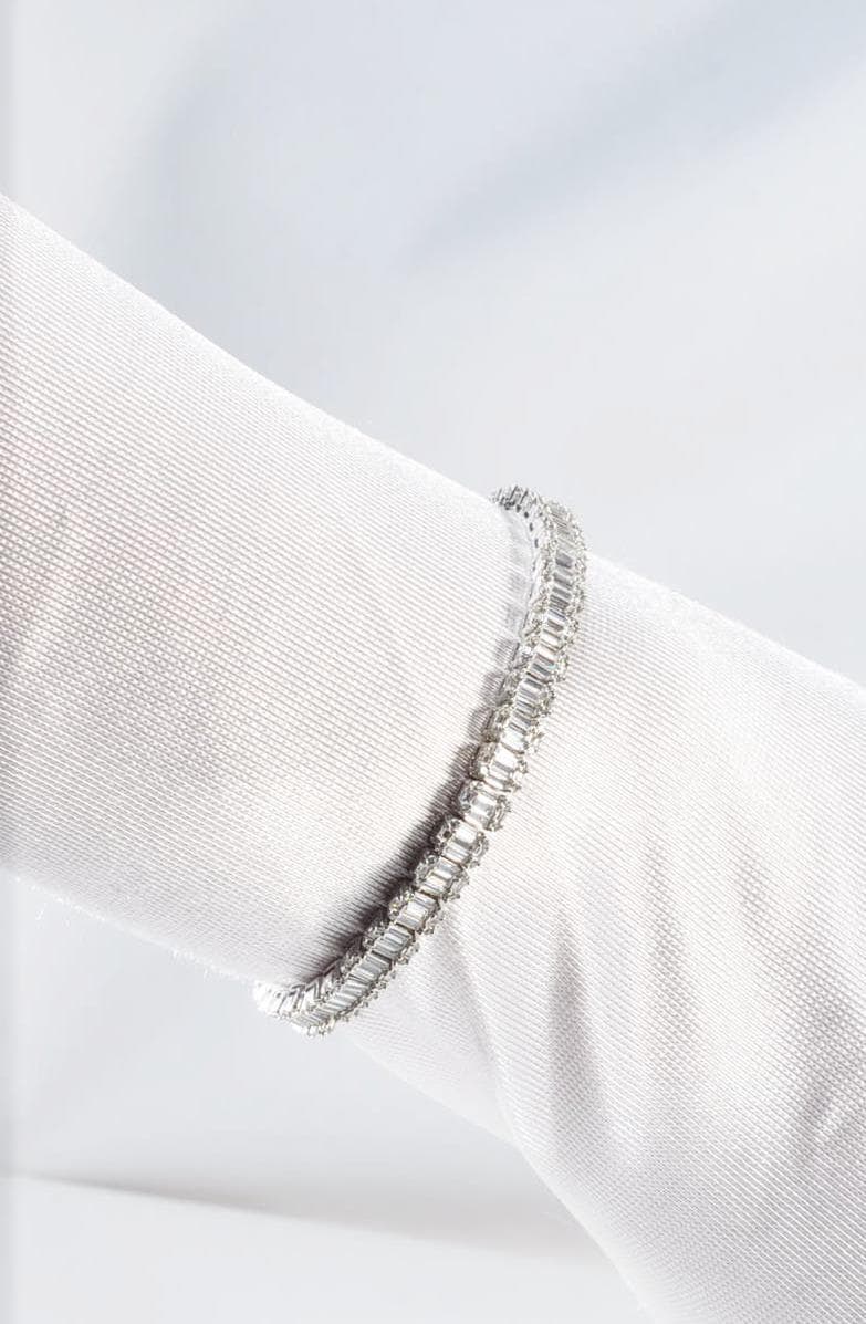 Handmade Genuine Baguette Zircon Gemstone Silver Bracelet, Zircon Bracelet Jewelry,Handcrafted, Gift For Her, Wedding Gift