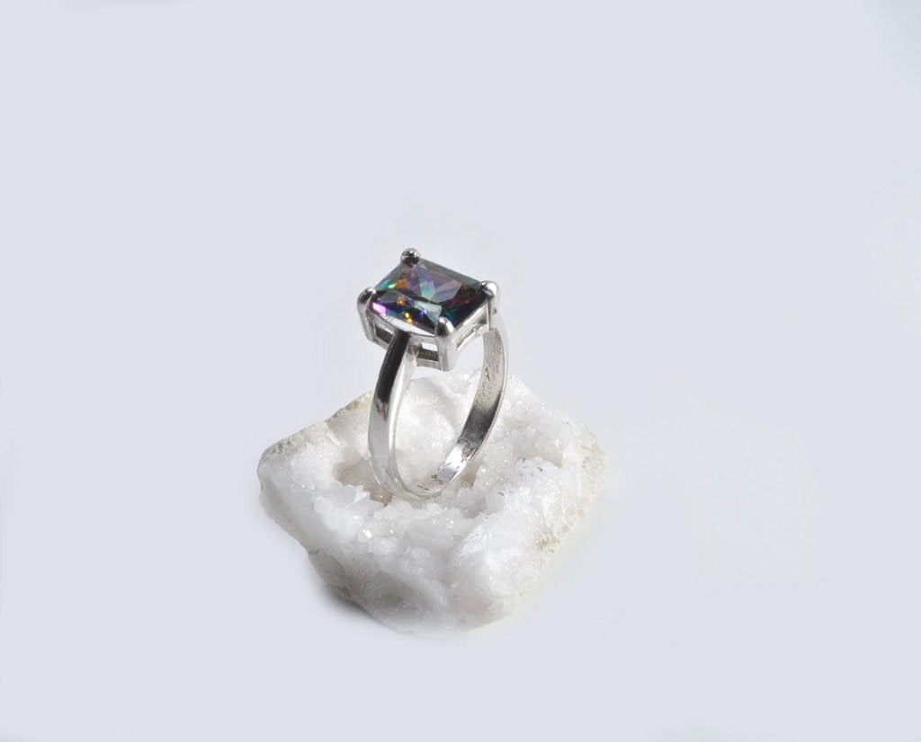 Handmade Genuine Mystic Topaz Silver Ring, Mystic Topaz Sterling Silver Jewelry,Mystic Topaz Gemstone Ring,Anniversary Ring Gift for Her