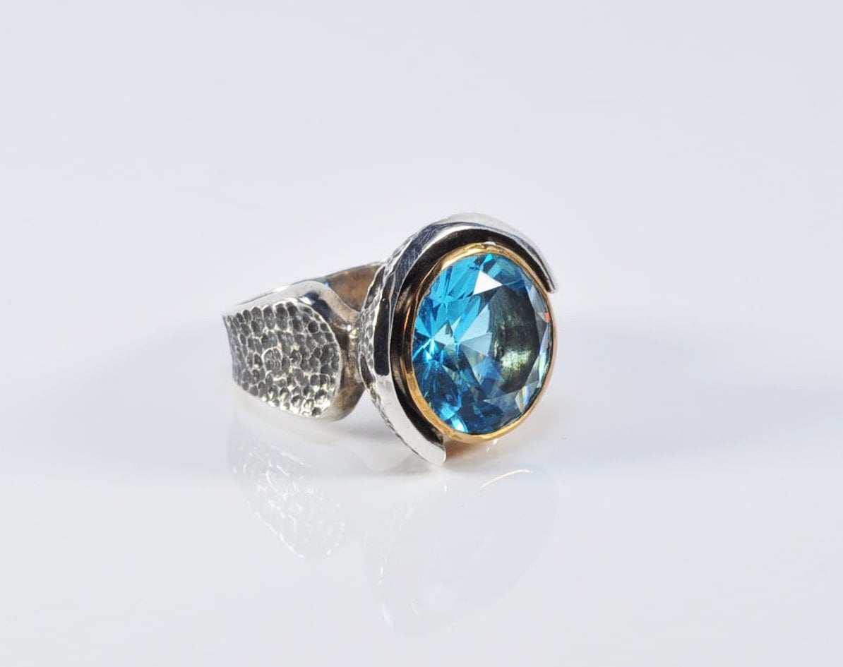 Handmade Aquamarine Silver Ring, Handcrafted Aquamarine Jewelry, 925 Sterling Silver AquamarineRing,Gift for her