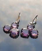 Handmade Amethyst and Zircon Silver Earrings: February & December Birthstones
