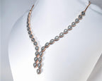 Handmade Diamond Cut Zircon Rose Silver Necklace,925 Sterling Rose Silver Authentic Diamond Cut Zircon Necklace,Wedding Gift for Her