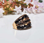Handmade Onyx and Zircon Silver Ring, Handcrafted Onyx and Zircon Jewelry,Wedding Ring Gift, 925 Silver Onyx and Zircon Ring,Gift for her