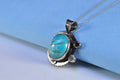 Handmade Genuine Natural Turqouise Silver Necklace,Turqouise Jewelry,Turqouise Gemstone Pendant,Round Cut Neclace,Handcrafted,Artist Design
