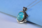 Handmade Genuine Natural Turqouise Silver Necklace,Turqouise Jewelry,Turqouise Gemstone Pendant,Round Cut Neclace,Handcrafted,Artist Design