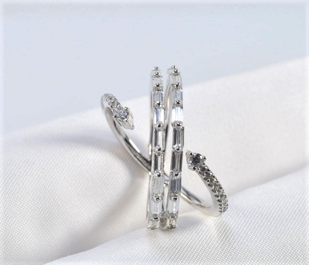 Handmade Baquette Zircon Silver Ring, Handcrafted Baquette Zircon Ring Jewelry,Wedding Ring Gift, Anniversary Gift,Gift for Her