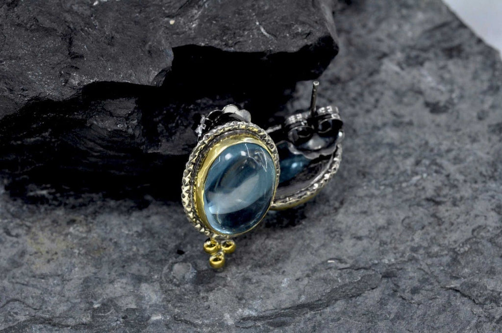 Handmade Aquamarine Silver Earring,Aquamarine Gemstone Earring,Oval Cut Earring,Gift for her