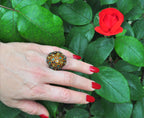 Handmade Aquamarine and Citrine Silver Ring, Handcrafted Aquamarine and Citrine Jewelry, Black Silver Band Aquamarine and Citrine Ring