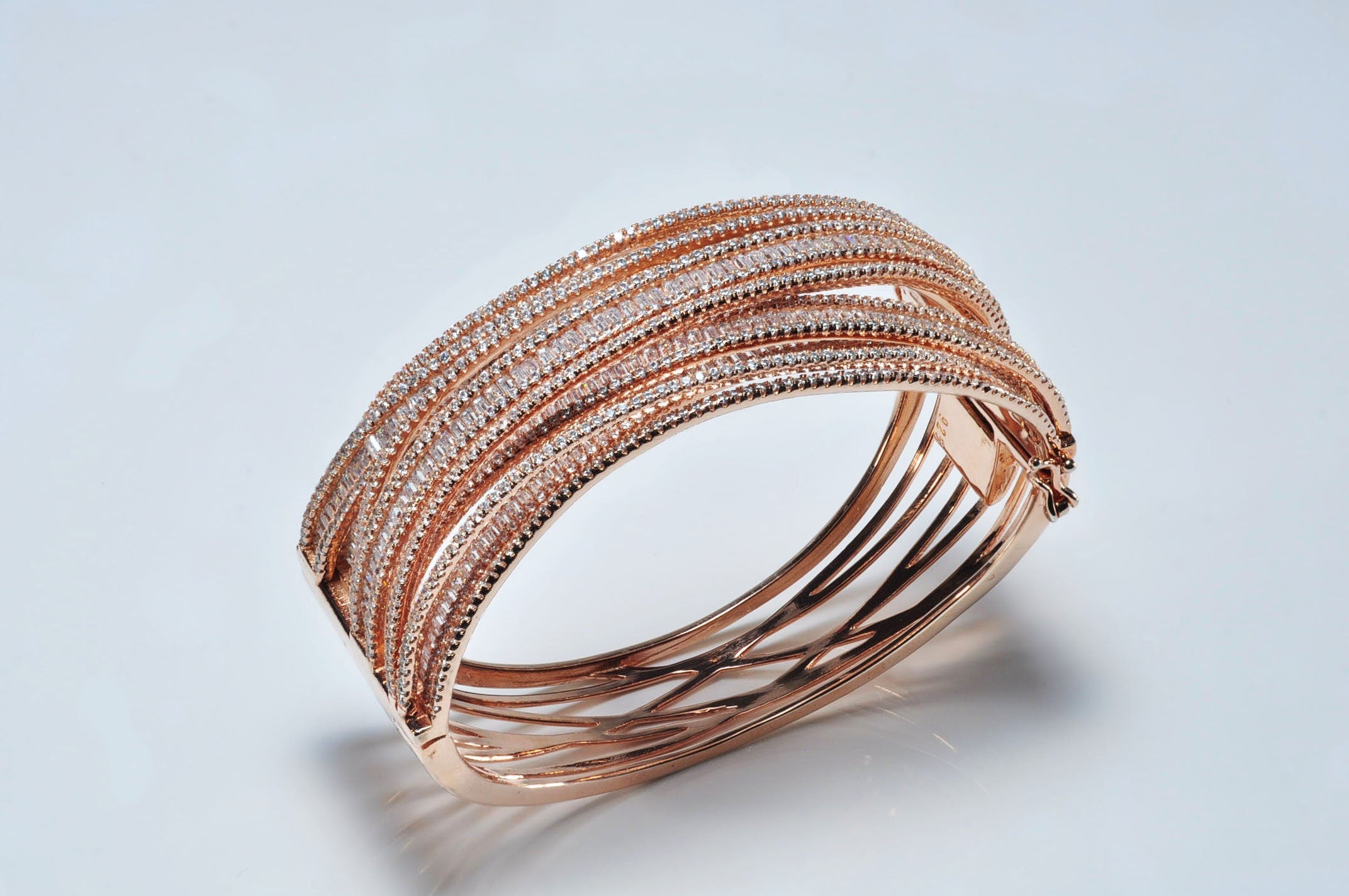 Handmade Genuine Baguette Zircon Rose Silver Bracelet, Zircon  Gemstone Rose Silver Bracelet Jewelry,Handcrafted Bracelet, Gift For Her