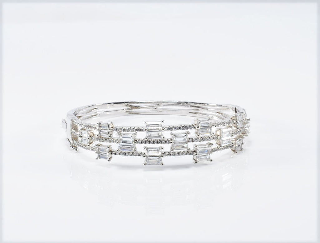 Handmade Genuine Baguette Zircon Gemstone Silver Bracelet, Zircon Bracelet Jewelry,Handcrafted, Gift For Her, Wedding Gift