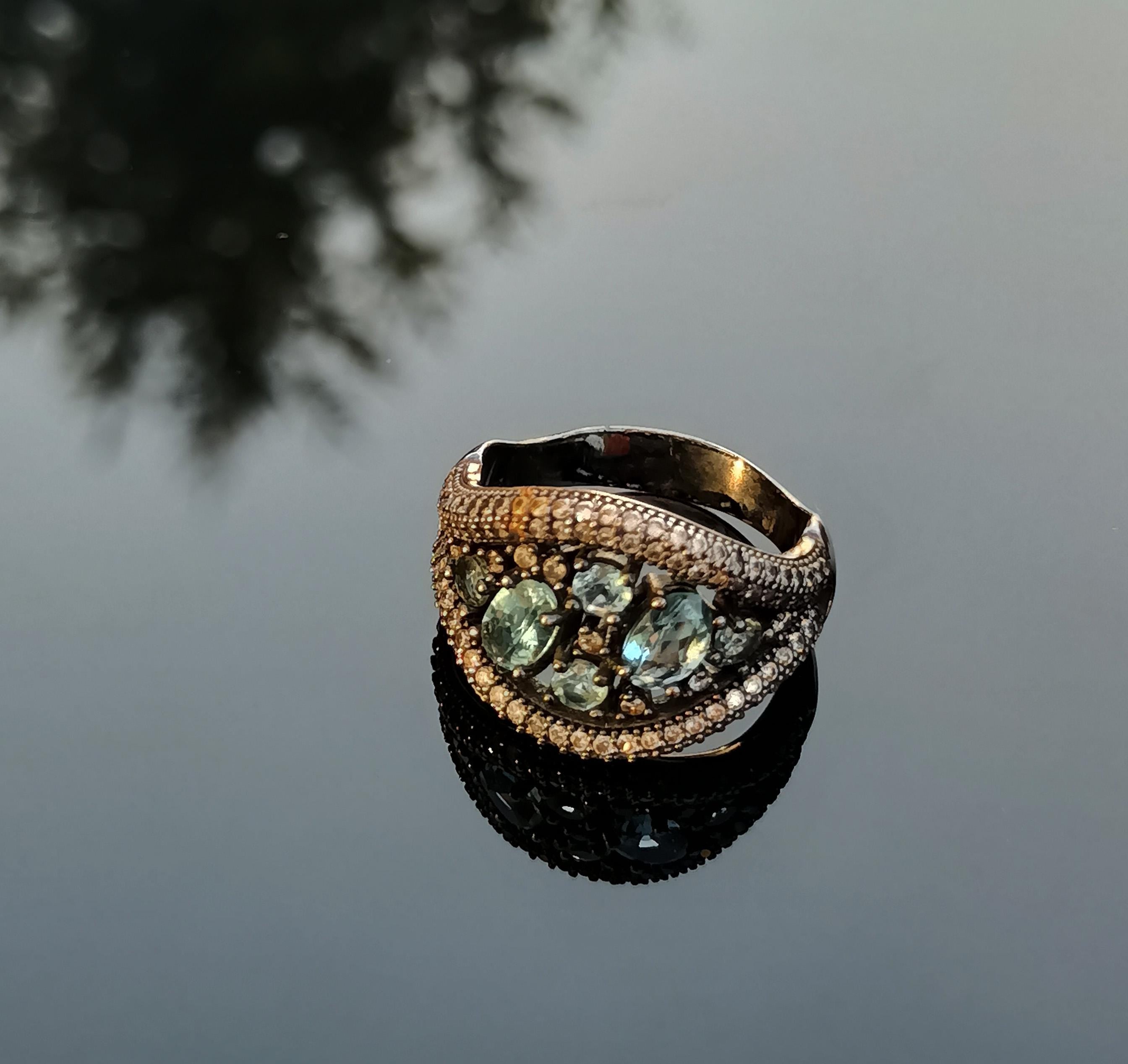 Handmade Aquamarine Black Silver Ring: Tranquility Stone Jewelry