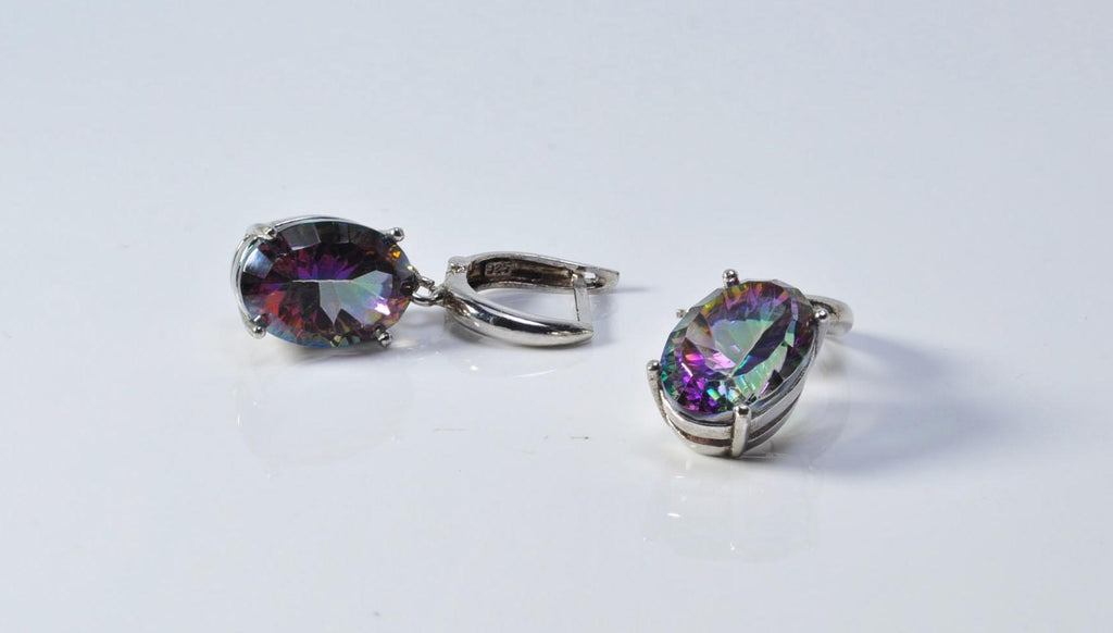 Handmade Genuine Natural Mystic Topaz Silver Earring,Mystic Topaz Earring Jewelry,Handcrafted Earring Gift for Her