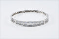 Handmade Baguette Zircon 925 Sterling Silver Bracelet, Wedding Jewelry