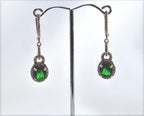 Handmade Emerald Zircon Rose Silver Drop Earrings
