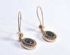 Handmade Emerald and Zircon Earrings in Rose Gold, Elegant Gemstone Drop Jewelry