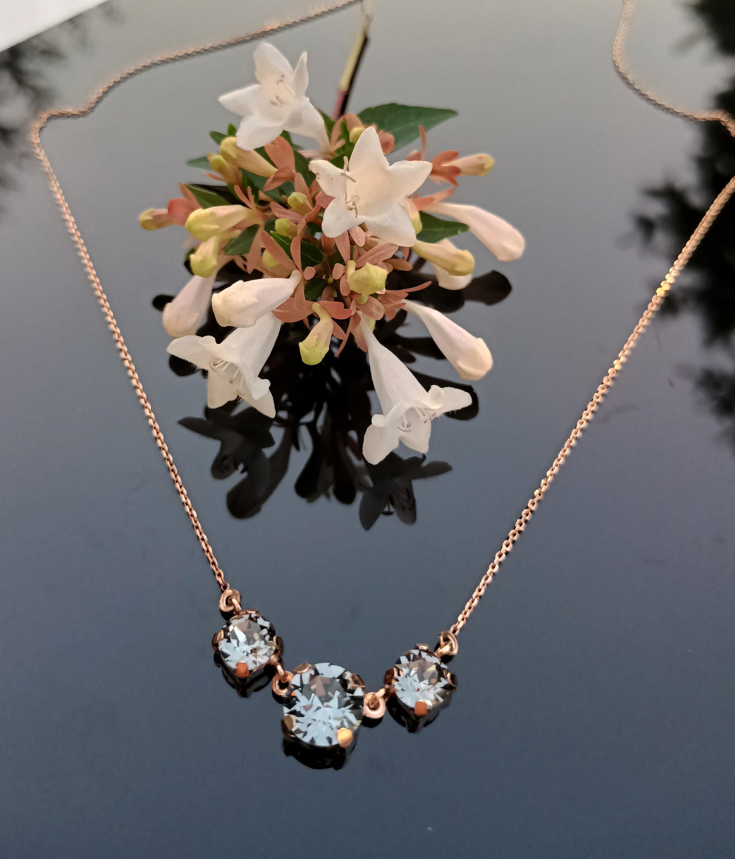 Handmade Aquamarine Rose Silver Necklace,Handcrafted Genuine Aquamarine Necklace, Aquamarine Gemstone Jewelry Gift for Her