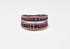 Handmade Genuine Natural Ruby and Zircon Silver Ring,Ruby and Zircon Jewelry,Ruby and Zircon Rose Silver Band,Handcrafted,Minimalist Jewelry