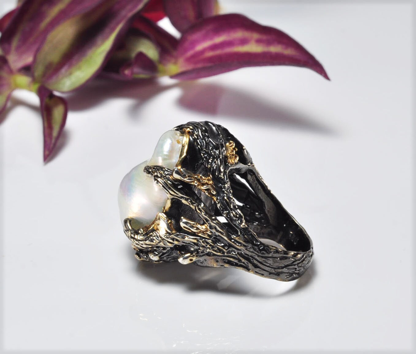 Handmade Baroque Pearl Silver Ring, Handcrafted Pearl Jewelry,Wedding Ring Gift, 925 Silver Pearl Ring,Gift for her,Gift Mom, Gift Friend
