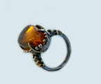 Handmade Amber Silver Ring, Handcrafted Amber Jewelry, 925 Silver Band Amber Ring,Gift for her
